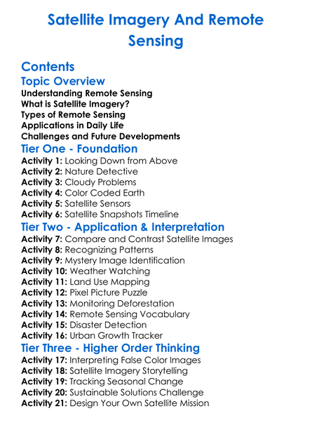 Satellite Imagery And Remote Sensing Worksheet Activity Booklet