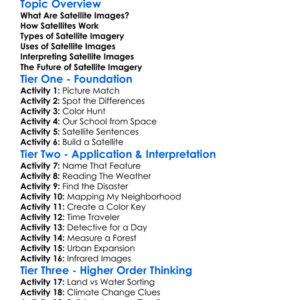 Satellite Imagery Worksheet Activity Booklet
