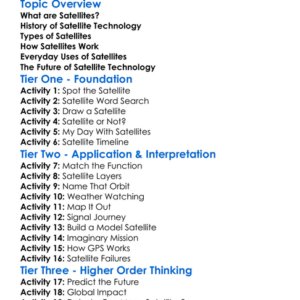 Satellite Technology Worksheet Activity Booklet