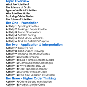 Satellites And Orbital Motion Worksheet Activity Booklet
