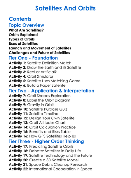 Satellites And Orbits Worksheet Activity Booklet