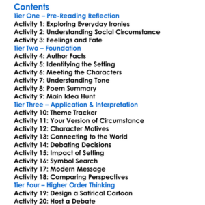 Satires Of Circumstance Thomas Hardy Worksheet Activity Booklet