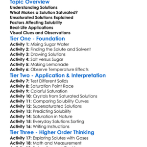 Saturated And Unsaturated Solutions Worksheet Activity Booklet