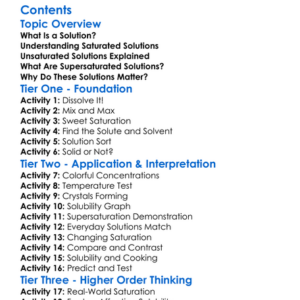 Saturated Unsaturated And Supersaturated Solutions Worksheet Activity Booklet
