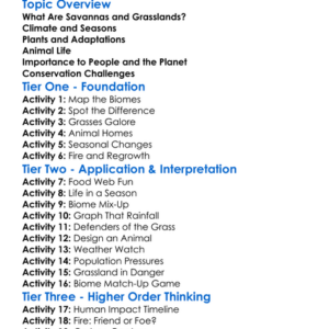 Savannas And Grasslands Worksheet Activity Booklet