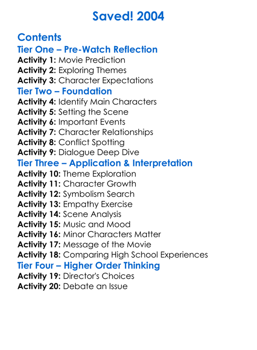 Saved 2004 Worksheet Activity Booklet
