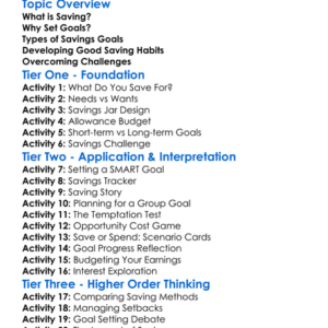 Saving And Goal Setting Worksheet Activity Booklet