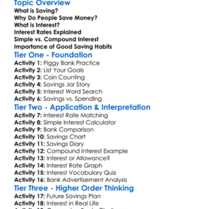 Saving And Interest Rates Worksheet Activity Booklet