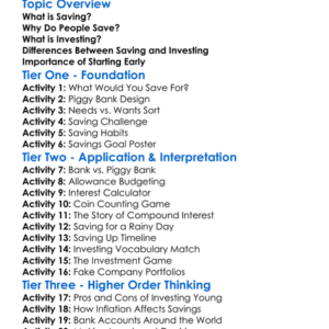 Saving And Investing Worksheet Activity Booklet