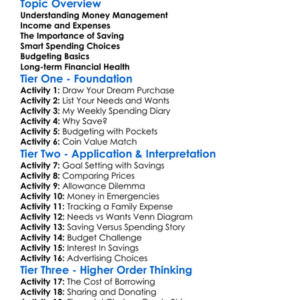 Saving And Spending Worksheet Activity Booklet