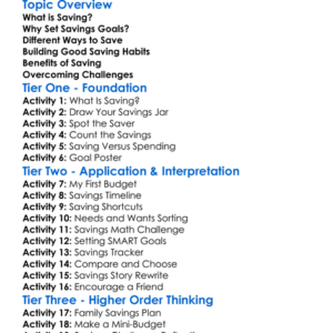 Saving Strategies And Goals Worksheet Activity Booklet