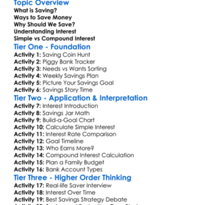 Saving Strategies And Interest Worksheet Activity Booklet