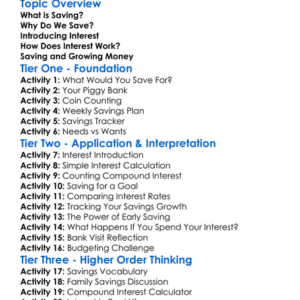 Savings And Interest Worksheet Activity Booklet