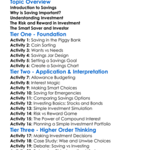 Savings And Investment Worksheet Activity Booklet
