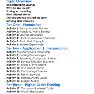 Savings And Investments Worksheet Activity Booklet