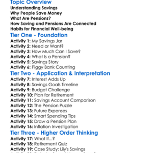Savings And Pensions Worksheet Activity Booklet
