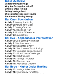 Savings Strategies Worksheet Activity Booklet
