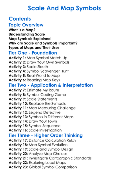 Scale And Map Symbols Worksheet Activity Booklet