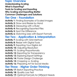 Scaling And Exporting Artwork Worksheet Activity Booklet
