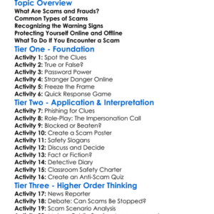 Scams And Fraud Awareness Worksheet Activity Booklet