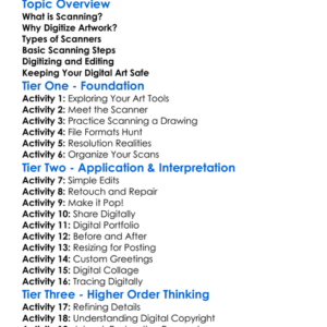 Scanning And Digitizing Artwork Worksheet Activity Booklet