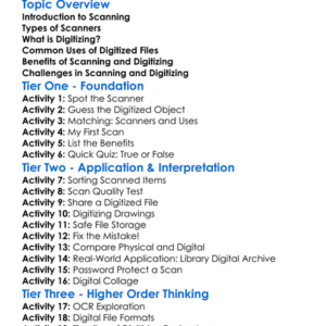 Scanning And Digitizing Worksheet Activity Booklet