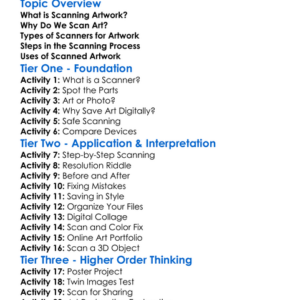 Scanning Artwork Worksheet Activity Booklet