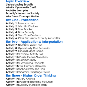 Scarcity And Opportunity Cost Worksheet Activity Booklet