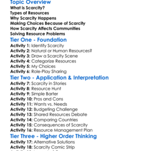Scarcity And Resources Worksheet Activity Booklet