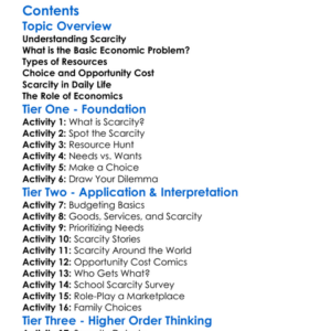 Scarcity And The Basic Economic Problem Worksheet Activity Booklet