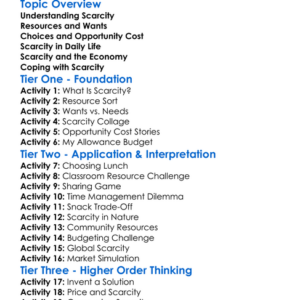 Scarcity Worksheet Activity Booklet