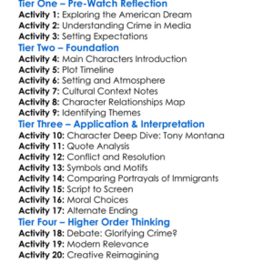 Scarface 1983 Worksheet Activity Booklet