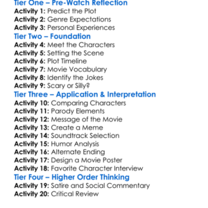 Scary Movie 2000 Worksheet Activity Booklet