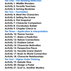 Scat Carl Hiaasen Worksheet Activity Booklet