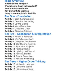 Scene Analysis Worksheet Activity Booklet