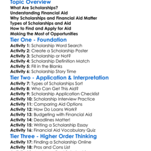 Scholarships And Financial Aid Worksheet Activity Booklet