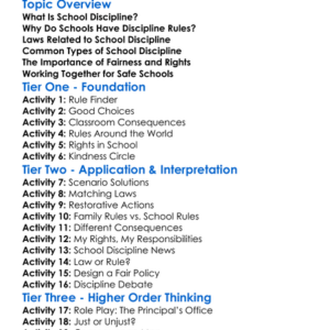 School Discipline And Law Worksheet Activity Booklet