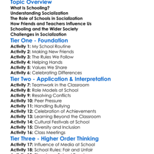 Schooling And Socialization Worksheet Activity Booklet