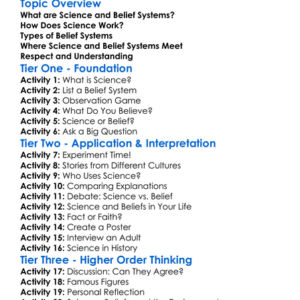 Science And Belief Systems Worksheet Activity Booklet