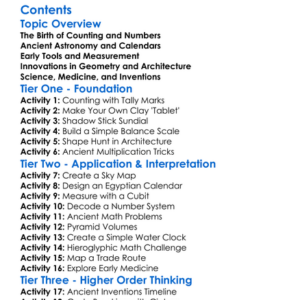 Science And Mathematics In Ancient Cultures Worksheet Activity Booklet