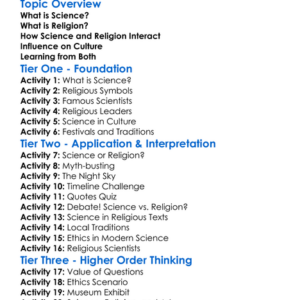 Science And Religion In Culture Worksheet Activity Booklet