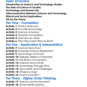 Science And Technology Studies Worksheet Activity Booklet