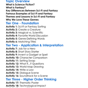 Science Fiction And Fantasy Worksheet Activity Booklet