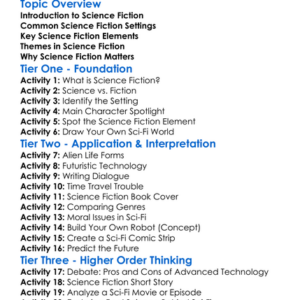 Science Fiction Elements Worksheet Activity Booklet
