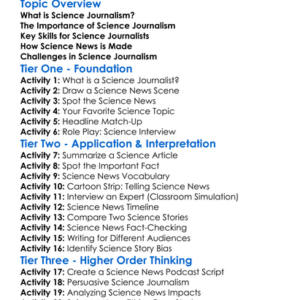 Science Journalism Worksheet Activity Booklet