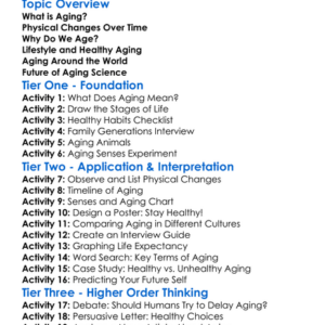 Science Of Aging Worksheet Activity Booklet