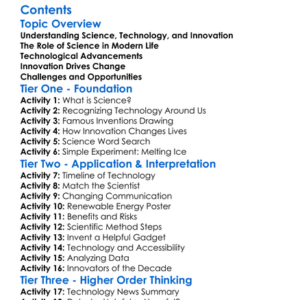 Science Technology And Innovation In The Modern Era Worksheet Activity Booklet
