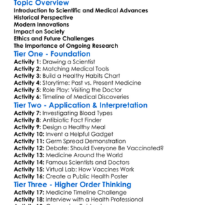 Scientific And Medical Advances Worksheet Activity Booklet