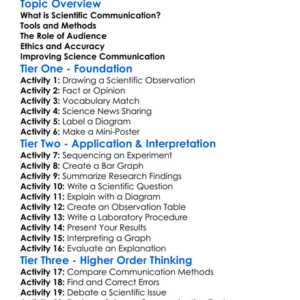 Scientific Communication In Biology Worksheet Activity Booklet