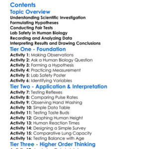 Scientific Investigation And Lab Skills In Human Biology Worksheet Activity Booklet